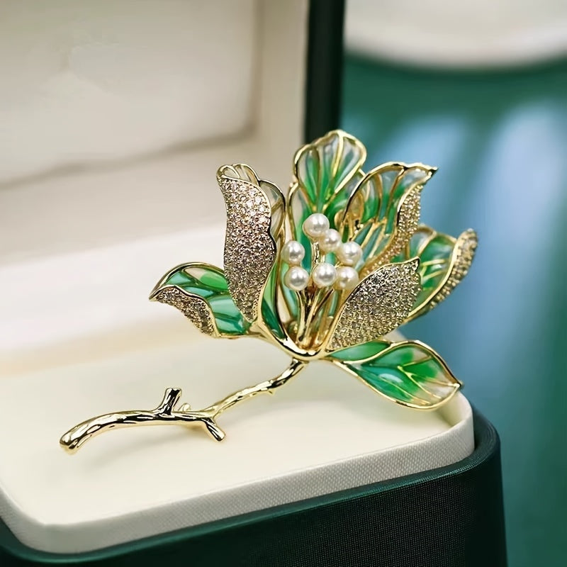 Vintage Style Plastic Brooch with Floral Design Irregular Shape for Women