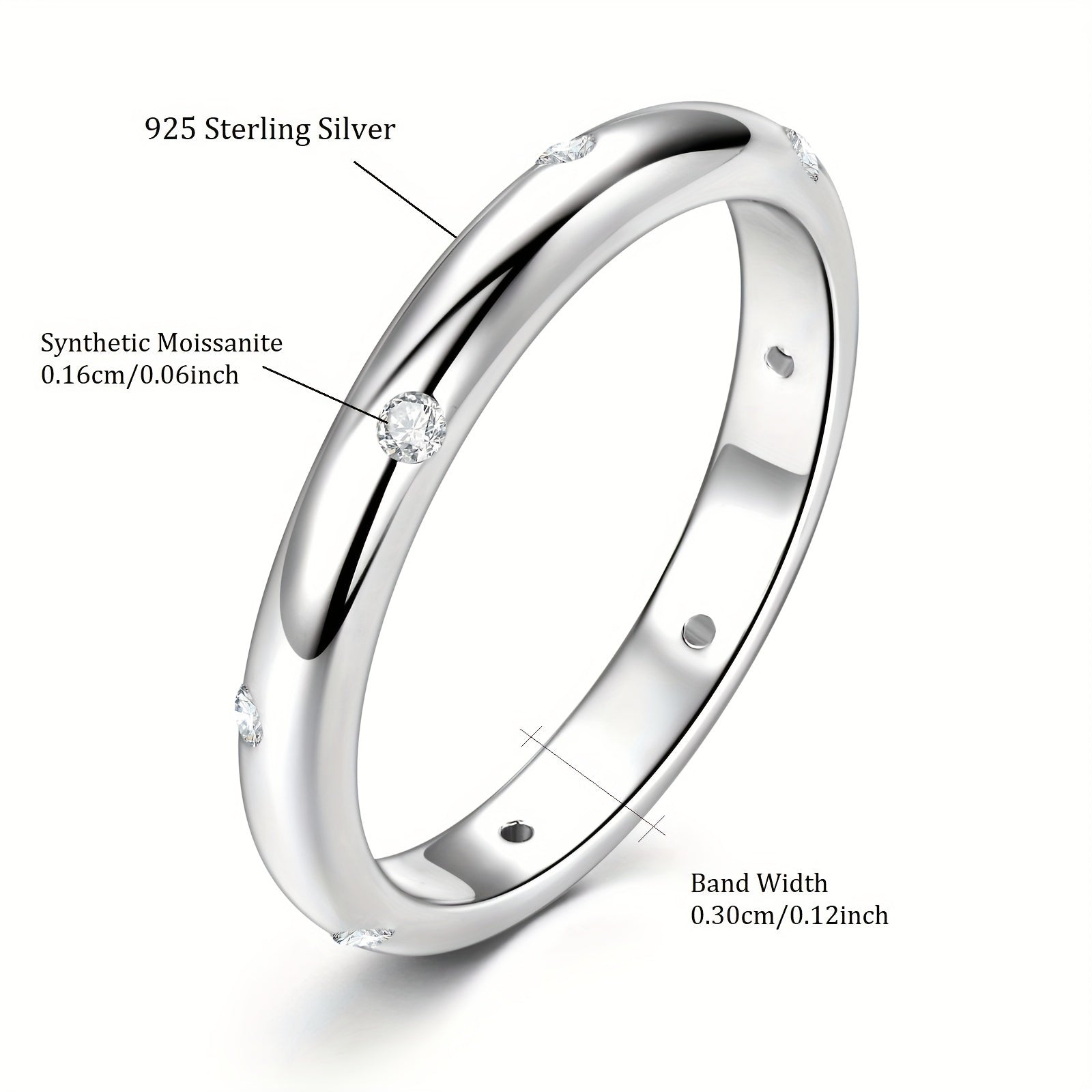 Sterling Silver Engagement Ring with Moissanite and April Birthstone 14K Gold Plated