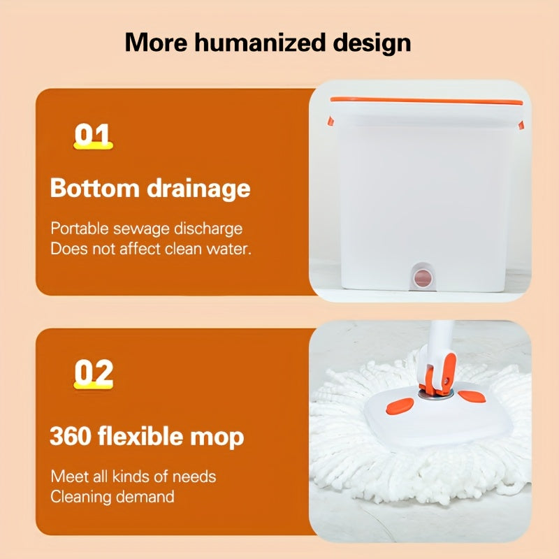 Stainless Steel and PP 360-Degree Rotating Mop and Bucket Set for Wet Dry Cleaning
