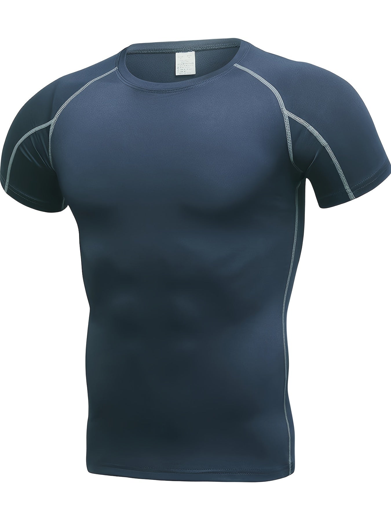 Camiseta de manga corta de secado rápido para hombre para correr, baloncesto, fitness, color sólido, poliéster y spandex