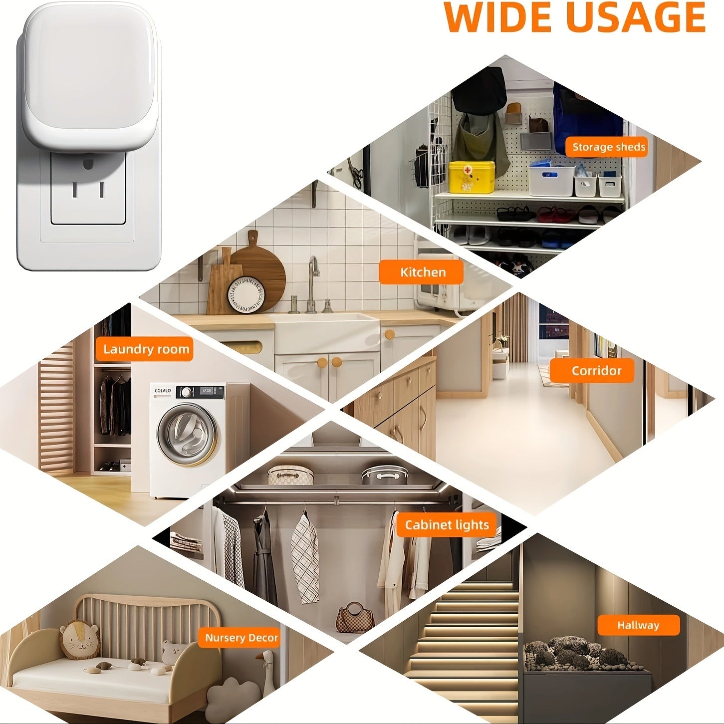 Modern LED Night Lights with Sensor Adjustable Brightness Soft White 3000K for Hallway Bedroom Stairway