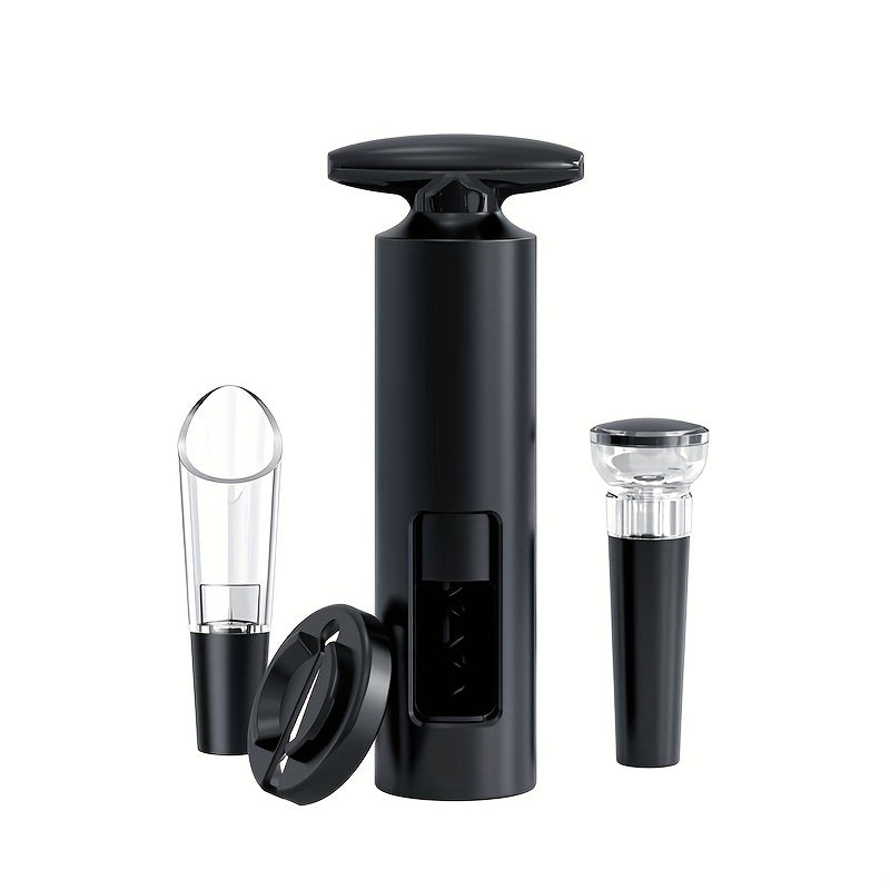 4-Piece Wine Accessories Set with Corkscrew Foil Cutter Pourer and Vacuum Stopper