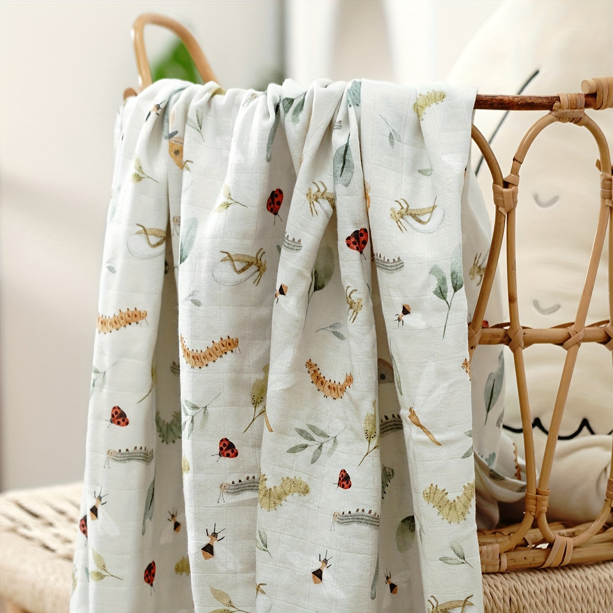 Baby Bamboo Cotton Blanket with Muslin Swaddle Wrap 119x109cm