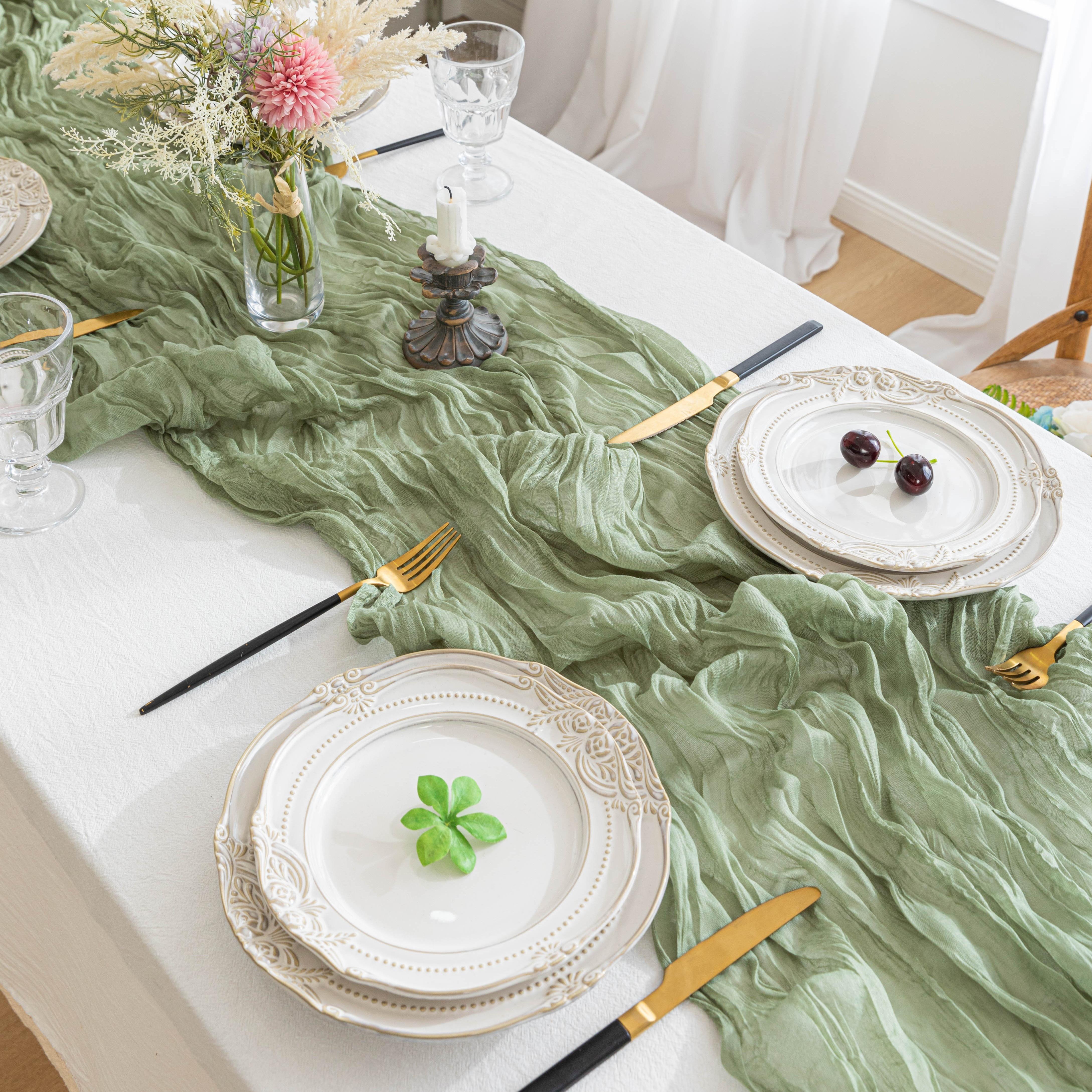 Boho Style Cheesecloth Table Runner for Weddings, Parties, Home Decor