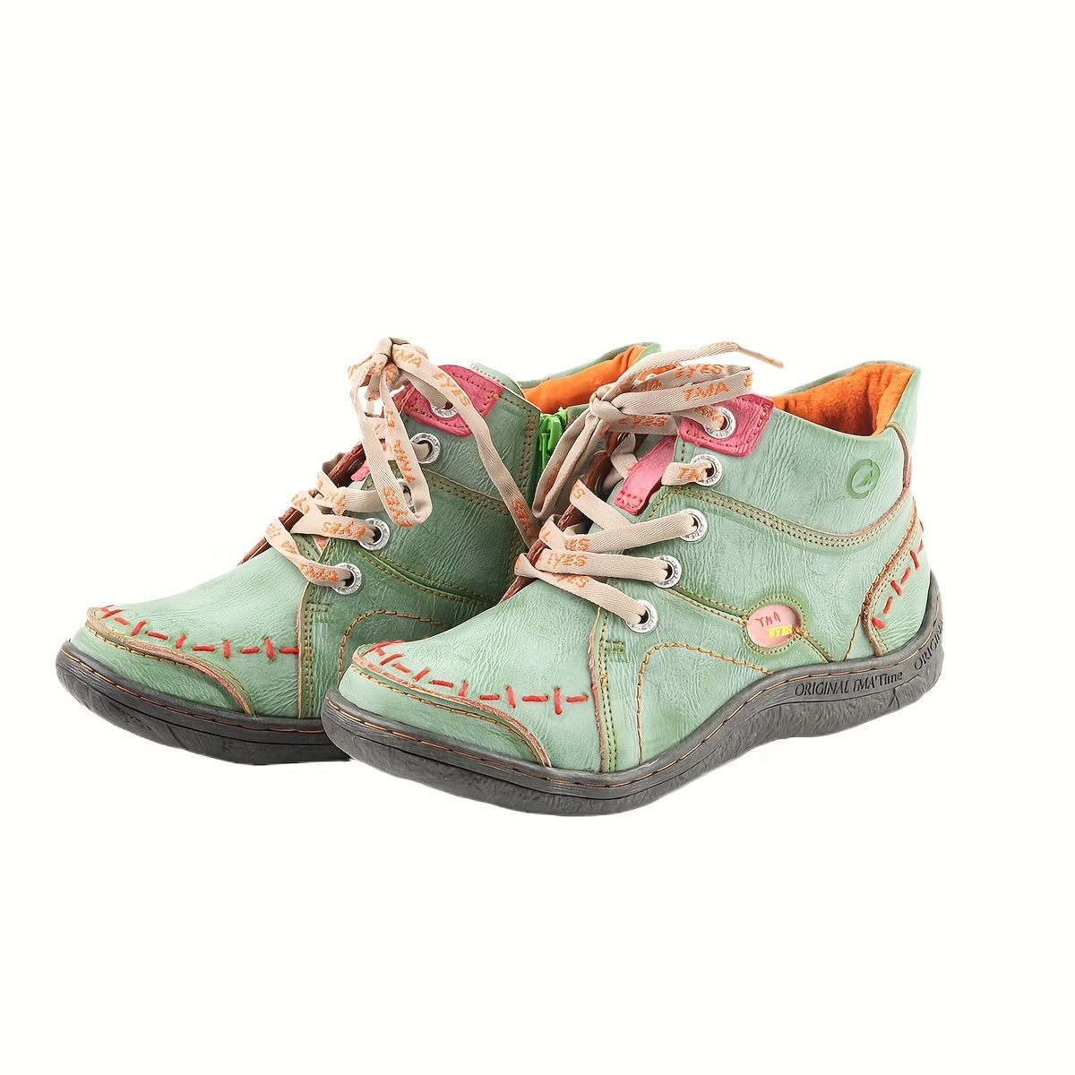 Ayollar uchun qo'lda tayyorlangan charm western yurish botinkalari, sirpanishga qarshi tishli tagi