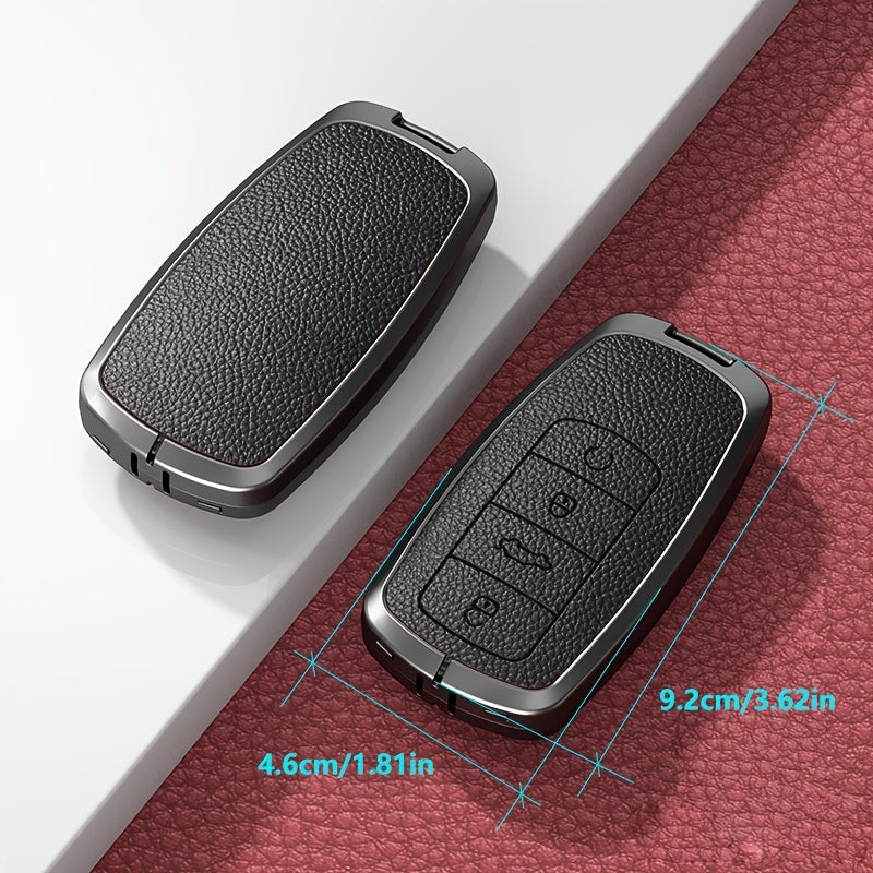 Universal TPU Car Key Cover Protector Red Textured Zinc Alloy Shell
