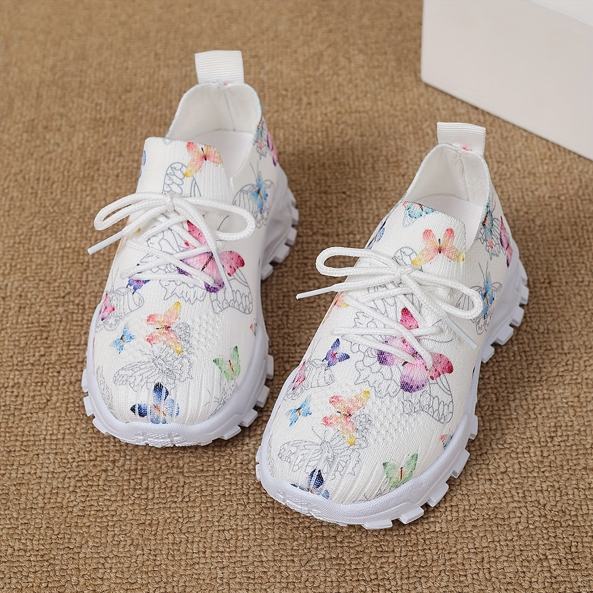 Girls Boys Toddler Butterfly Pattern Casual Sneakers Non-slip Fabric Low Top Running Hiking Outdoor