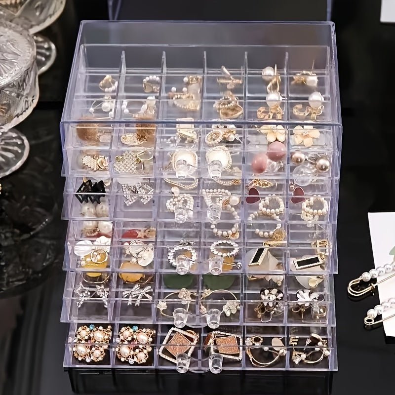 Transparent Jewelry Drawer Organizer Box with 120 Compartments for Rings Earrings and Necklaces