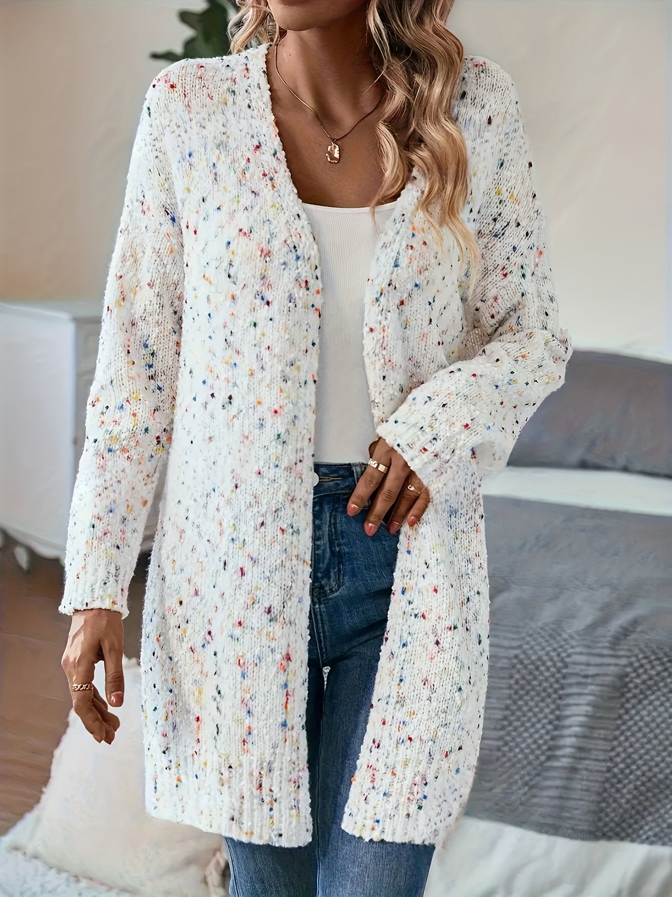 Plus Size Women's Warm Open Front Halter Neck Cardigan Sweater