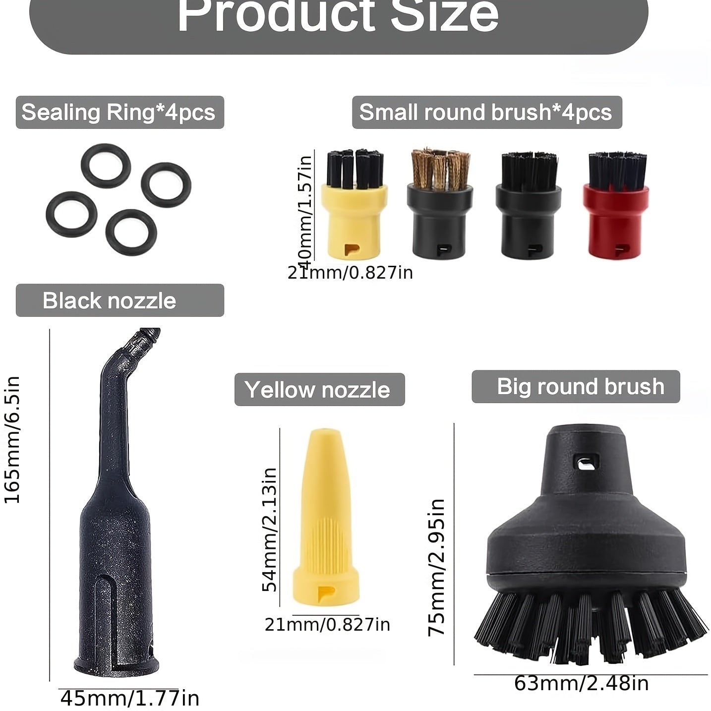 Steam Cleaner Accessories Set 8 Pieces for Multiple Models with Brushes and Nozzles