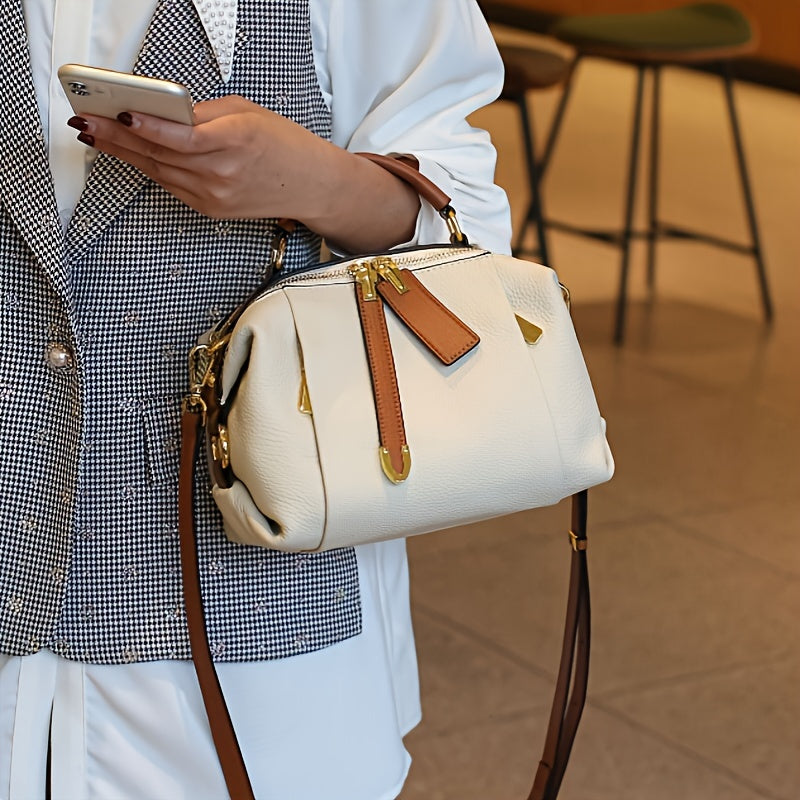 Women's Genuine Leather Handbag with Large Capacity and Versatile Carrying Options