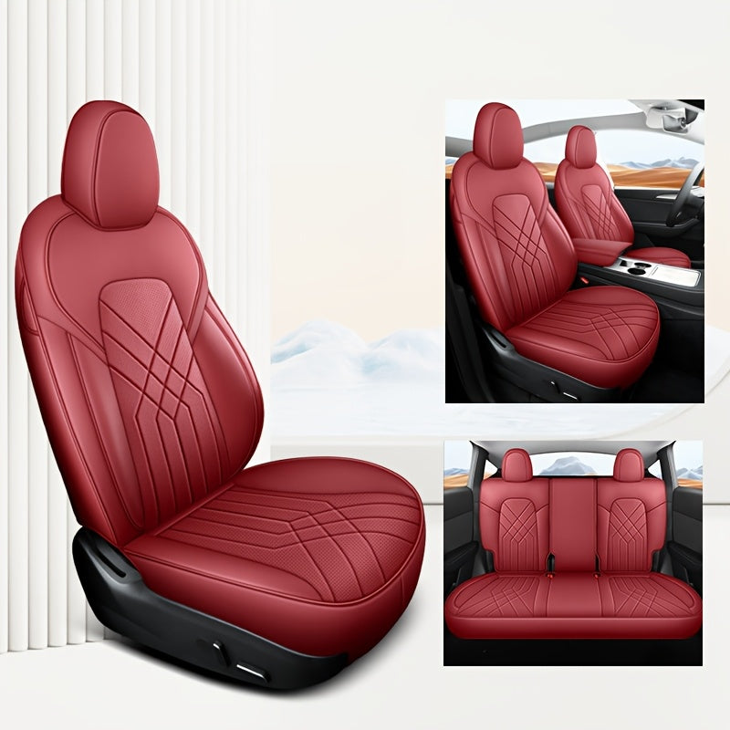 Luxury Nappa Leather Car Seat Covers Full Set for Tesla Model Y 2020-2024