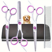 Professional Pet Grooming Kit for Dogs and Cats Stainless Steel 5-in-1 with Curved Shears and Comb