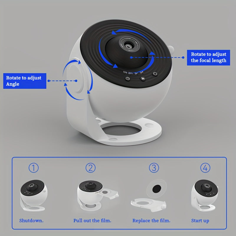 Milky Way Projection Lamp with 12 HD Starry Sky Film Pieces Tabletop Night Light