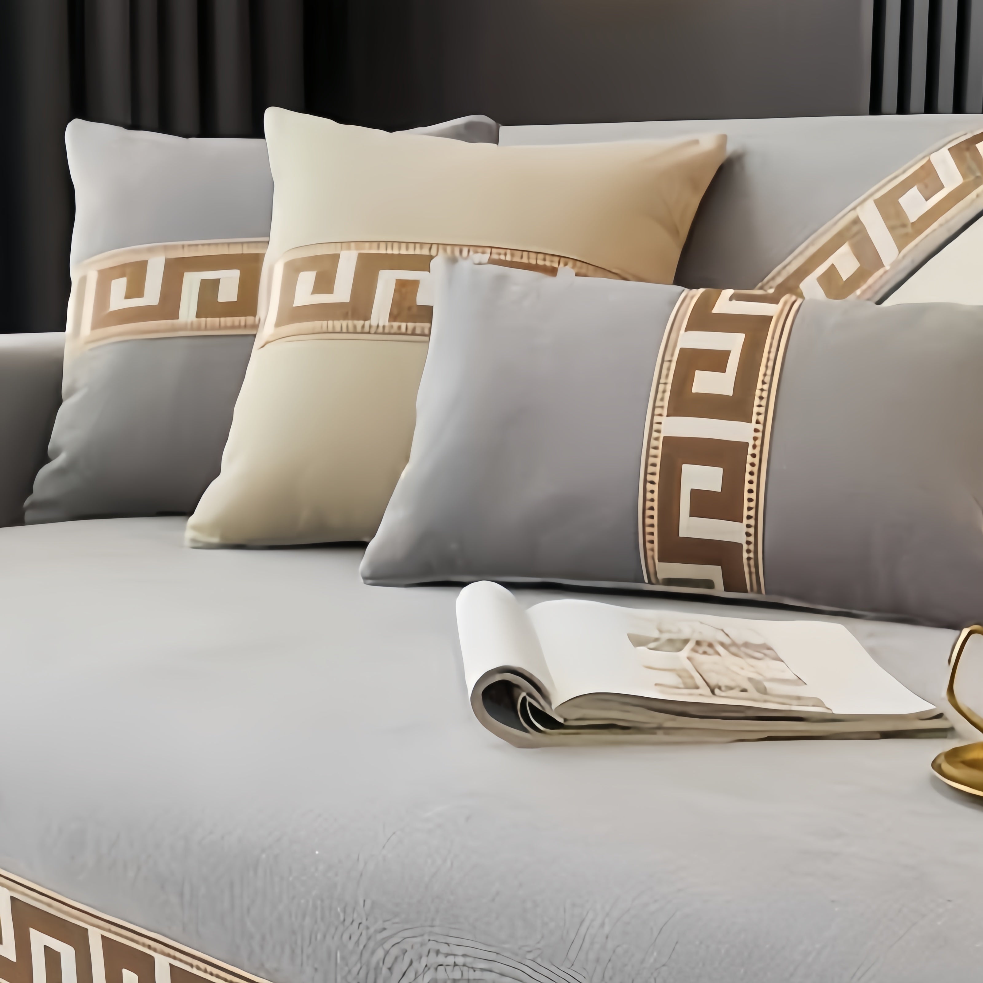 Bohemian Chenille Sofa Cover All Season Non-Slip Pet-Friendly Modern Geometric Fits 1-4 Seaters