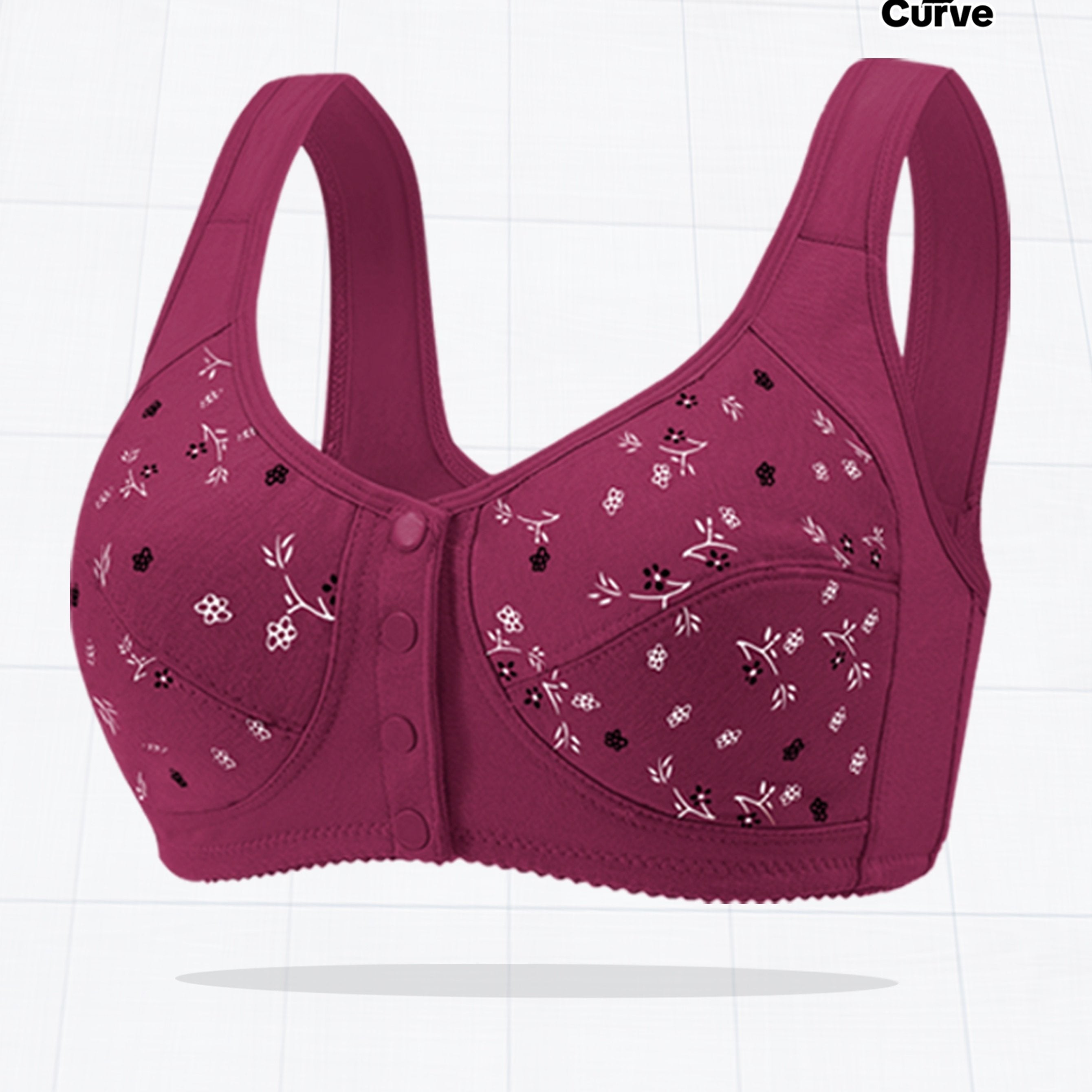 Plus Size Printed Front Button Sports Bra for Women Yoga Exercise Wear