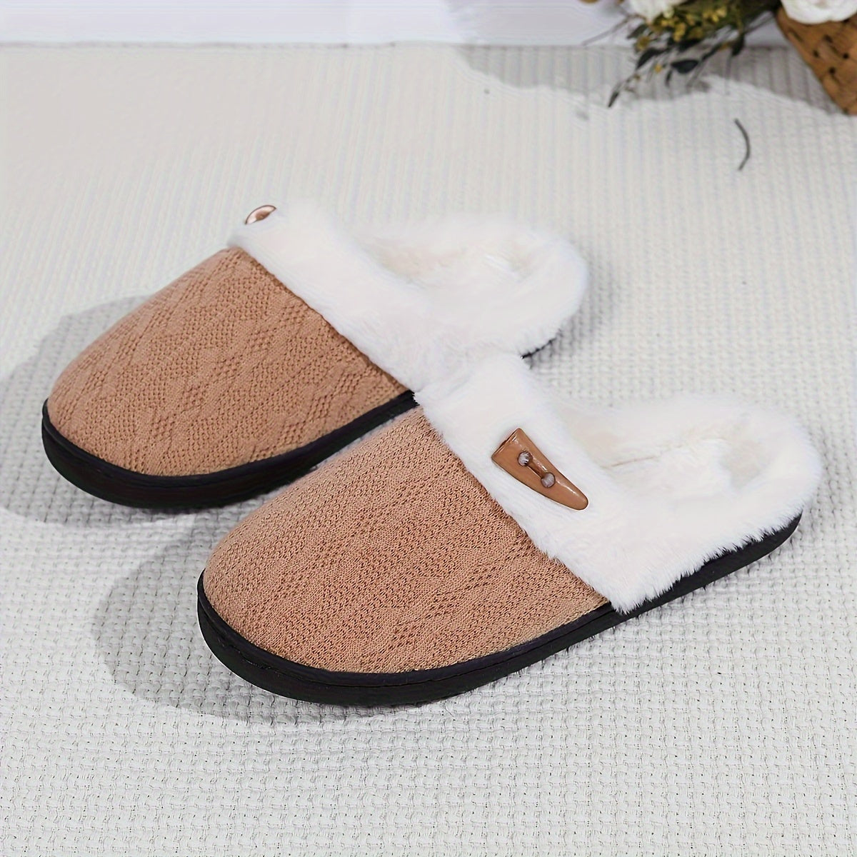 Women's Warm Plush Indoor Slippers, Non-slip Cozy Soft Sole Slides
