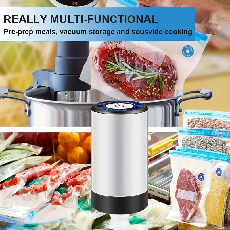 Qayta to'ldiriladigan batareyali va 3 ta zipli sumka o'lchamlari bilan elektr vakuum yopishtiruvchi oziq-ovqatni saqlash uchun