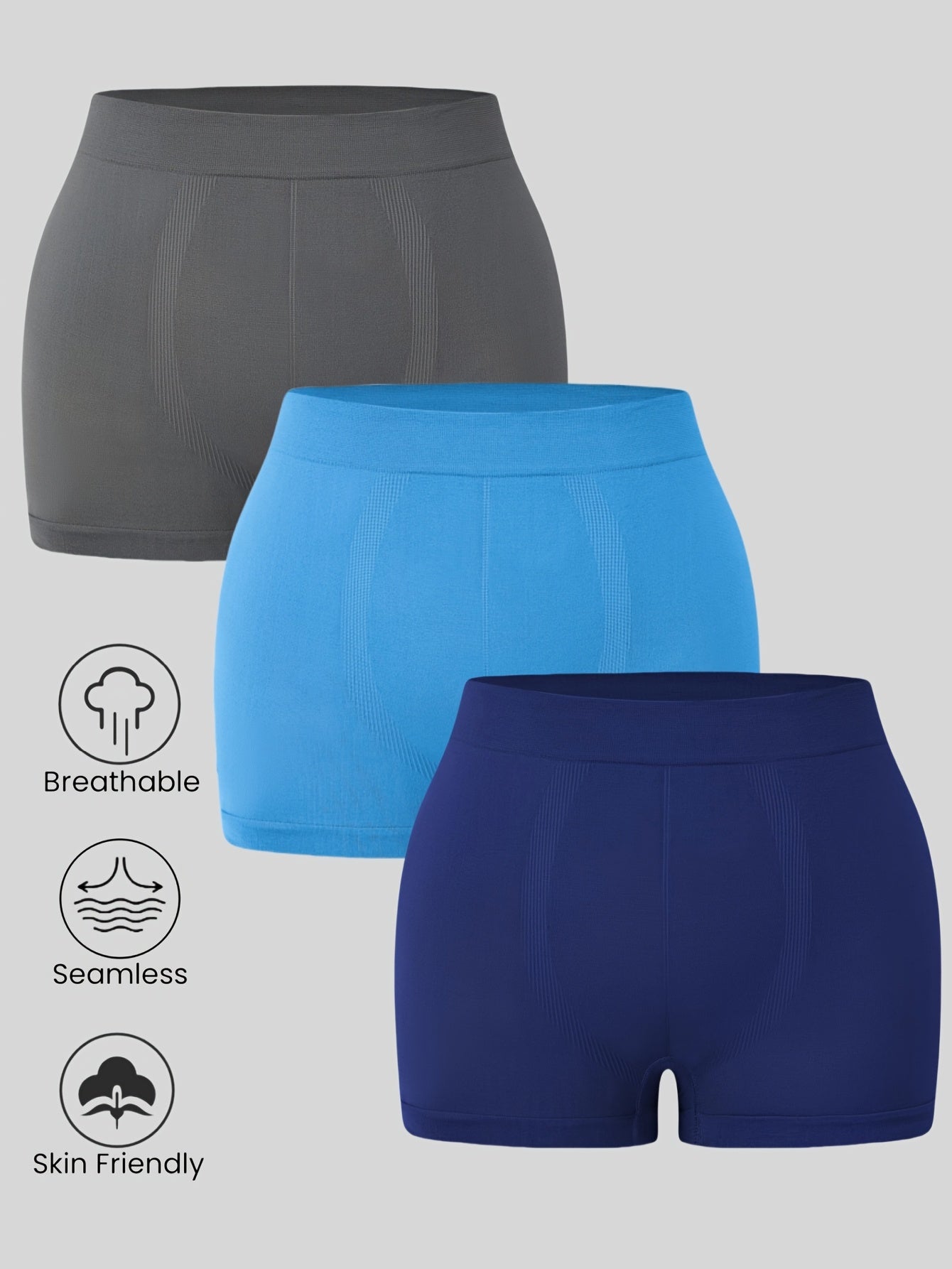 Women's Seamless Boxer Briefs Polyester Blend Breathable All-Season