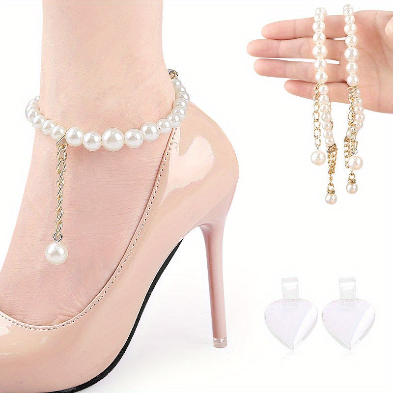 Women's Pearl Rhinestone Shoelaces No-Tie Easy Tie Accessory
