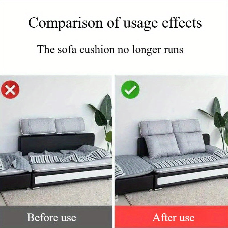 10 комплектов прозрачных клейких полосок для диванных подушек с белой противоскользящей основой. Они легко чистятся и не оставляют следов, подходят для крепления простыней и ковров в различных ситуациях.