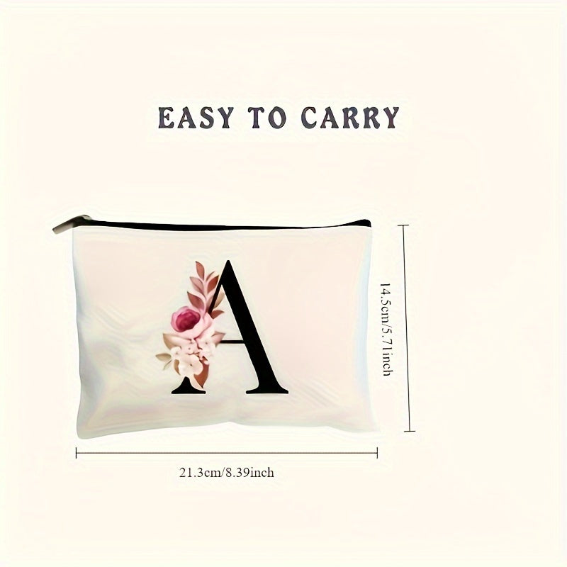 Waterproof Floral Canvas Makeup Bag Zipper Closure Lightweight Women