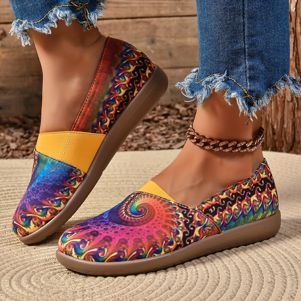 Zapatillas planas coloridas con estrellas para mujer, ligeras, slip-on, mocasines casuales para verano