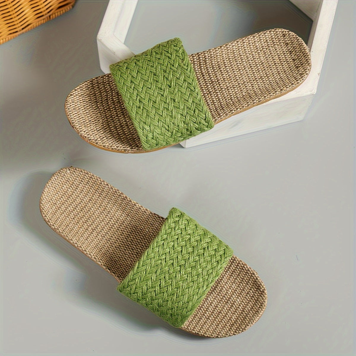 Women's Jute Straw Slip-On Sandals with Adjustable Back Strap for Summer