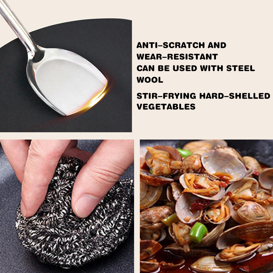 Flat-Bottomed Wok with Golden Handle for Chinese Cooking on Electric and Gas Stoves Dishwasher Safe Kitchen Cookware