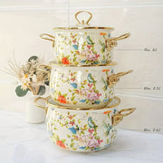 Enamel Soup Pot with Dual Handles for Stewing and Boiling, Gas and Electric Compatible