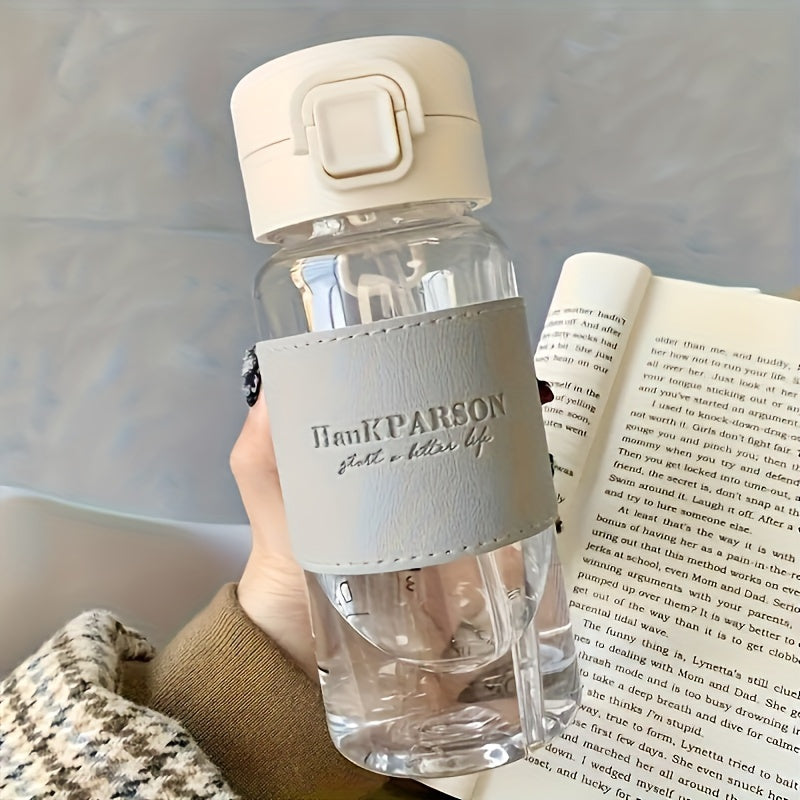 500 мл спортивная бутылка для воды с трубочкой, крышка-откидка, PET, для отдыха на природе, спортзала и путешествий