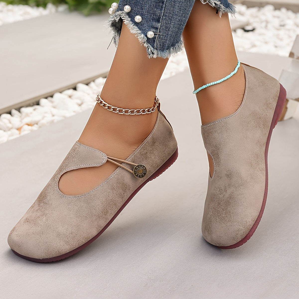 Women's Flat Shoes Slip-On All-Season Solid Color Comfort with TPR Sole