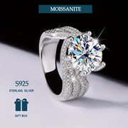Sterling Silver Wedding Ring 5ct Moissanite Bridal Band with Gift Box