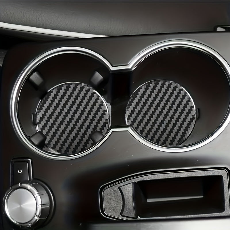 2-Donali Karbon Toʻqima Chashka Qoʻllab-quvvatlovchi Mat Toʻplami Rezina Avtomobil Ichki Dekor Anti-Slip Bardoshli