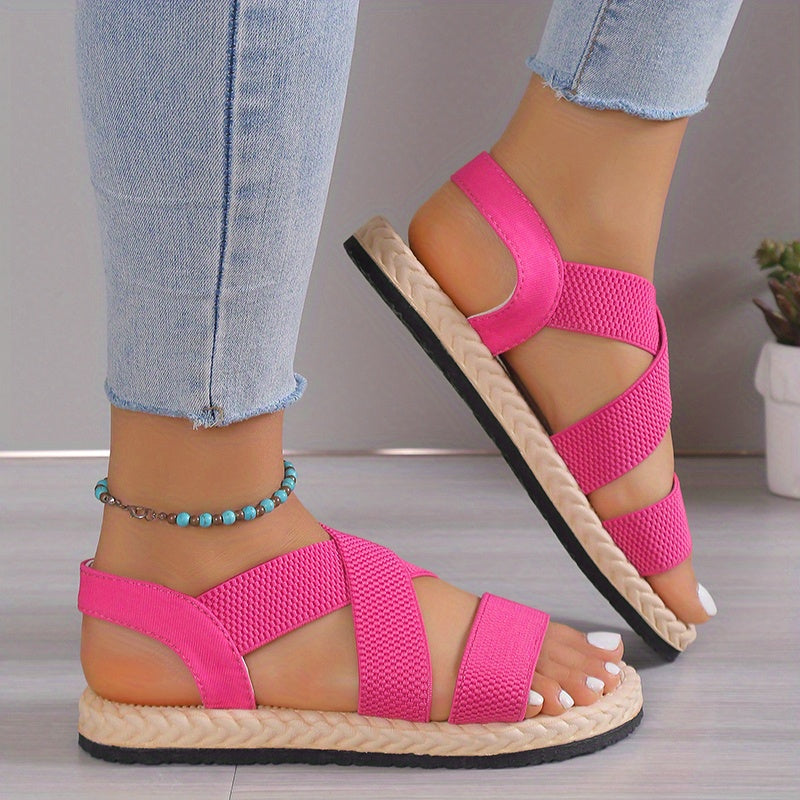 Women Casual Flat Heel Sandals Ankle Strap Slip-On Summer Beach Shoes