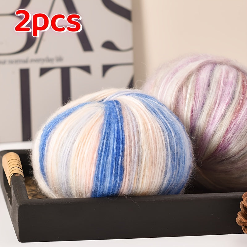 Gradient Wool Yarn 2 Bundles 100g 350m Multicolor Horse Sea for Knitting Scarves Hats