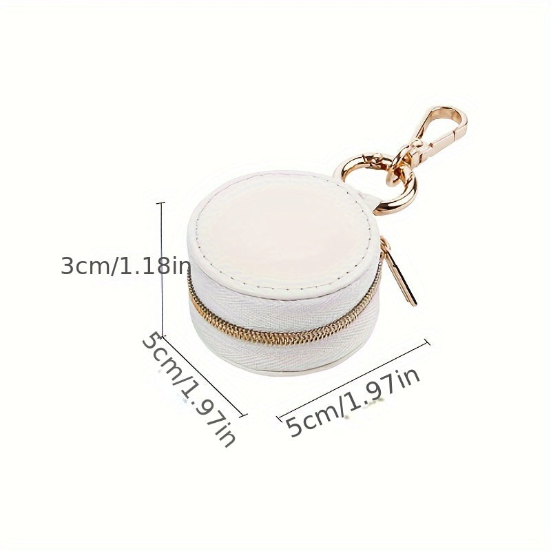 Small Leather Jewelry Box with Keychain for Earrings Rings and Accessories