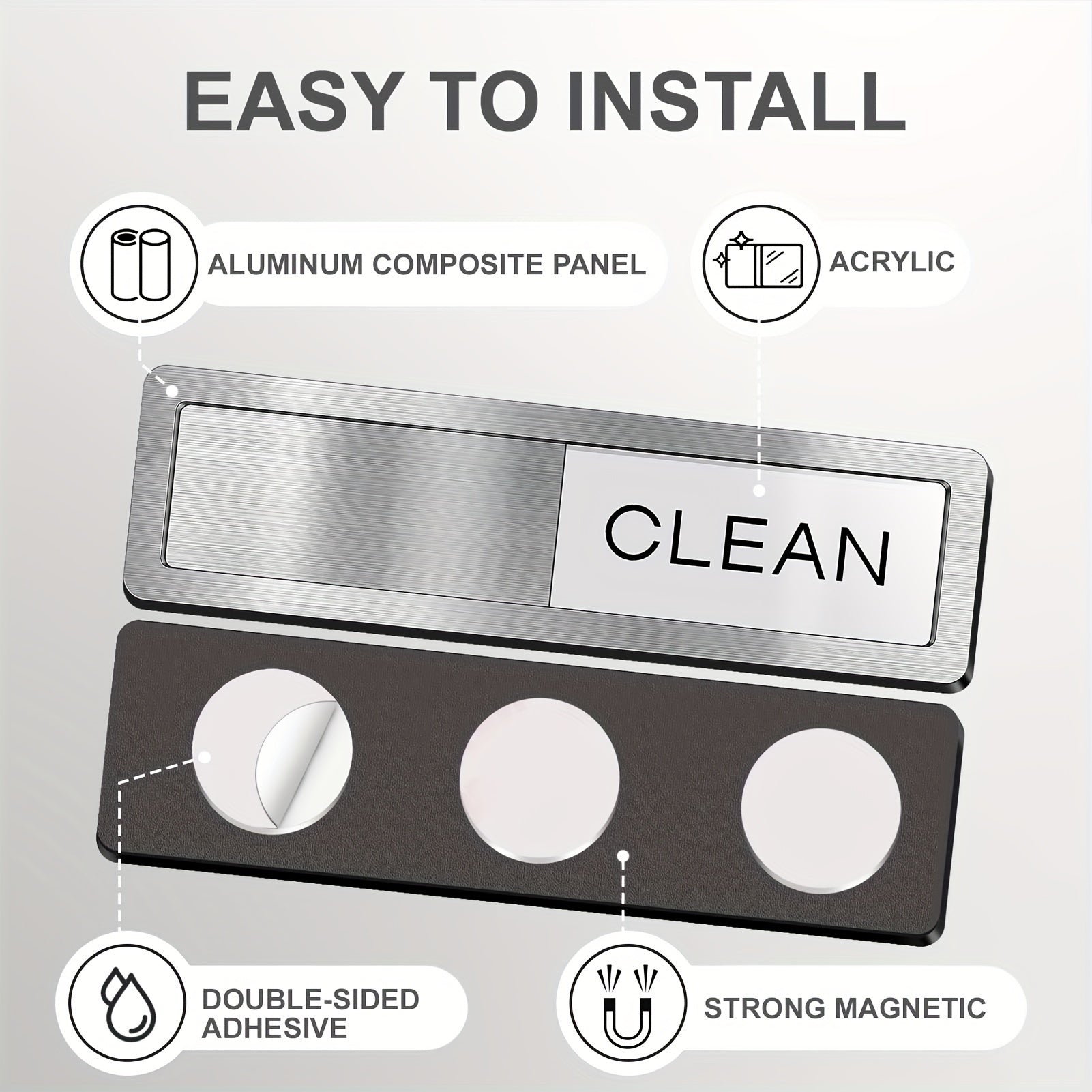 Akrilik idish-tovoq uchun magnit, toza va iflos indikator bilan, bardoshli oshxona aksessuari