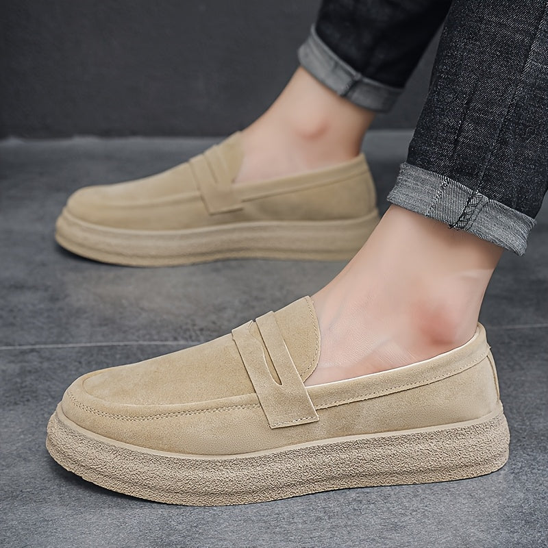 Men's Casual Loafers Vintage Style Slip-On Rubber Sole Round Toe Fabric Insole All-Season