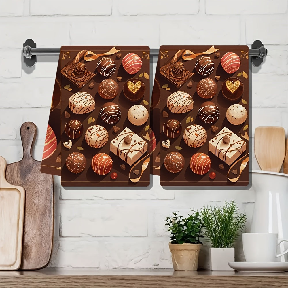 Juego de 2 toallas de cocina ultra suaves 40x60cm con trufas de chocolate gourmet