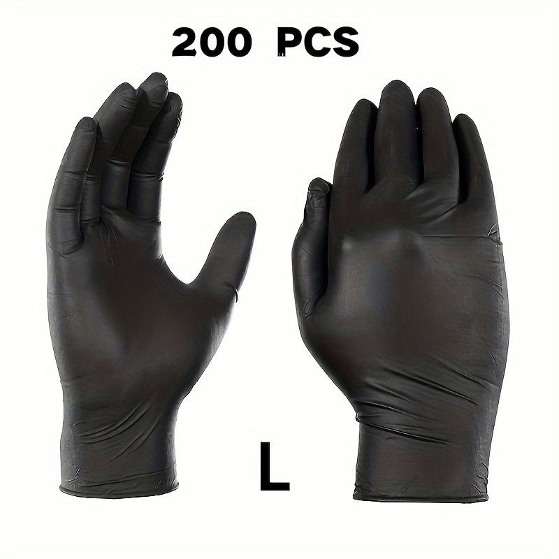 200 Black Disposable Nitrile Gloves Powder Latex Free Waterproof for Cleaning Tattoo Haircut