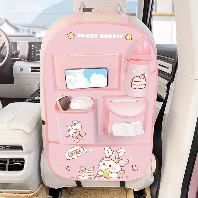 Organizador de asiento de coche multifuncional con diseño de dibujos animados para accesorios de viaje