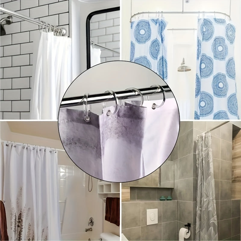 12 ta bardoshli plastik dush pardasi halqalari, oq va shaffof rangda oson o'rnatish dizayni uchun