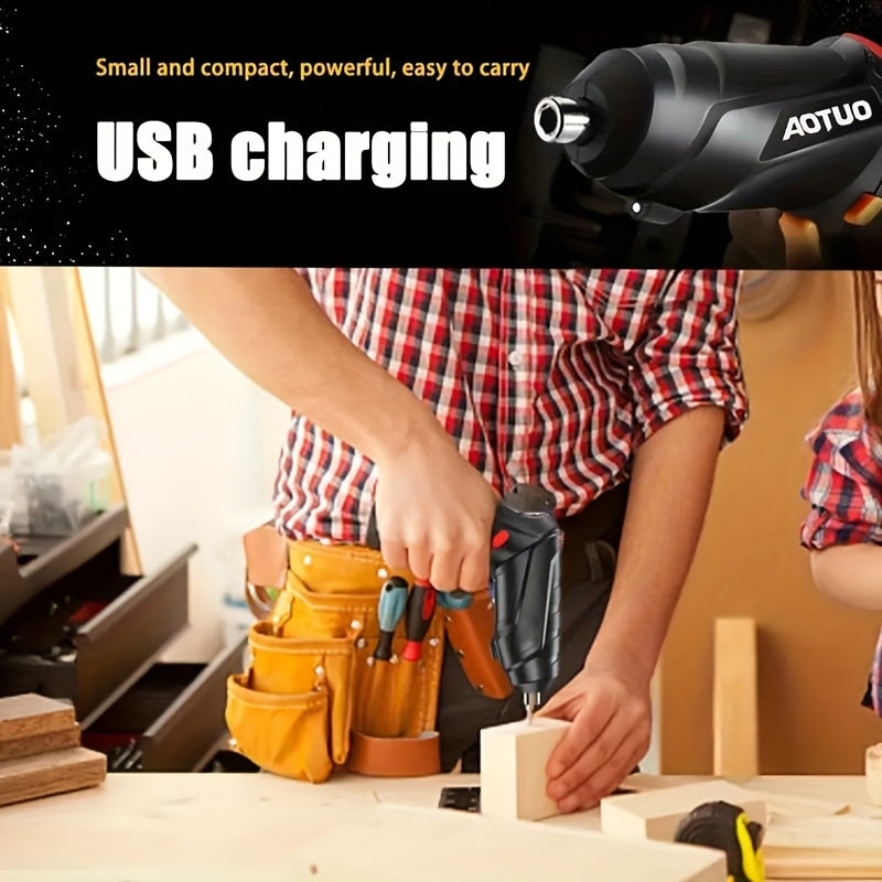 14-Piece Cordless Electric Screwdriver Set with Lithium Battery and LED Light