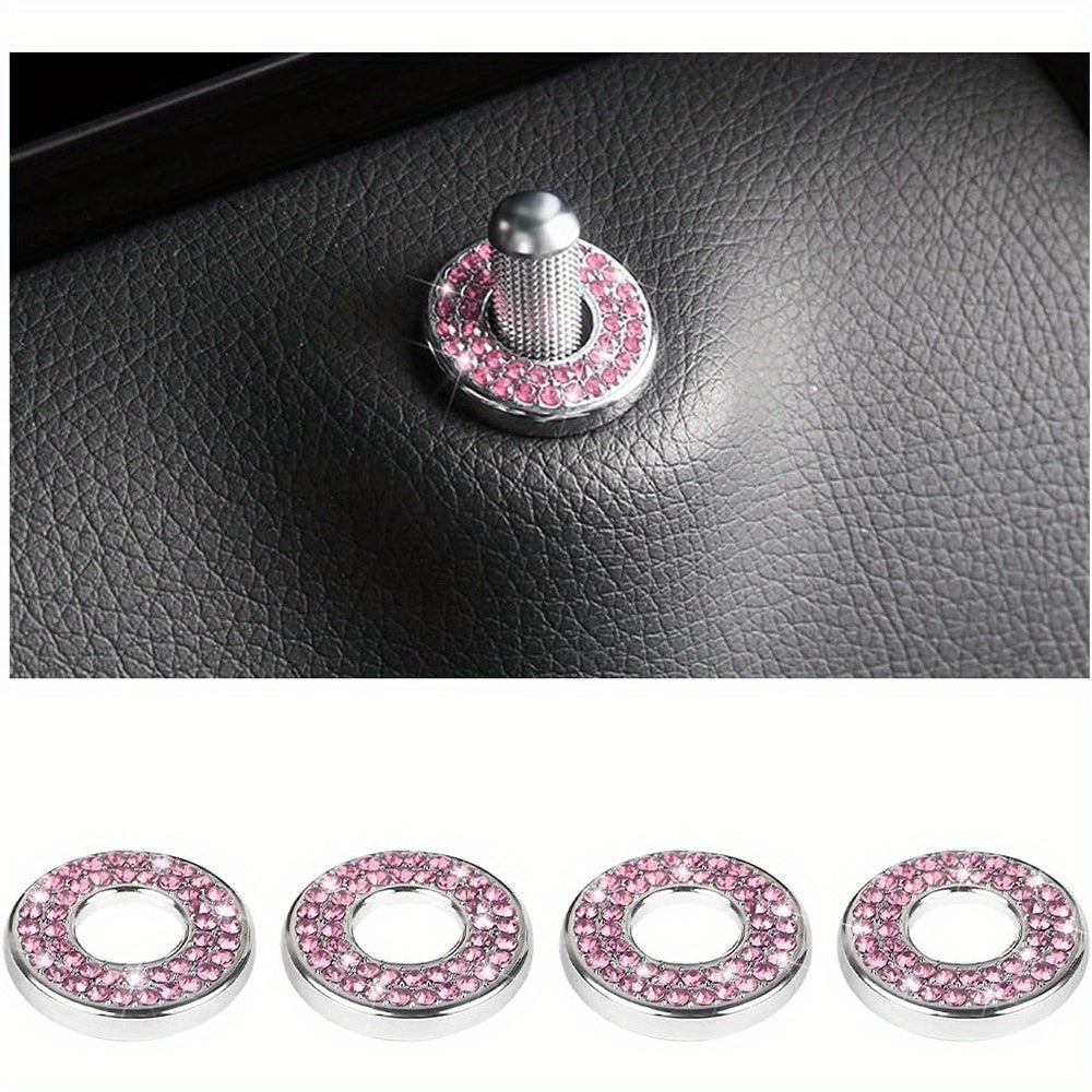 Car Interior Bling Door Lock Cover Stickers Silver Glitter Accessories