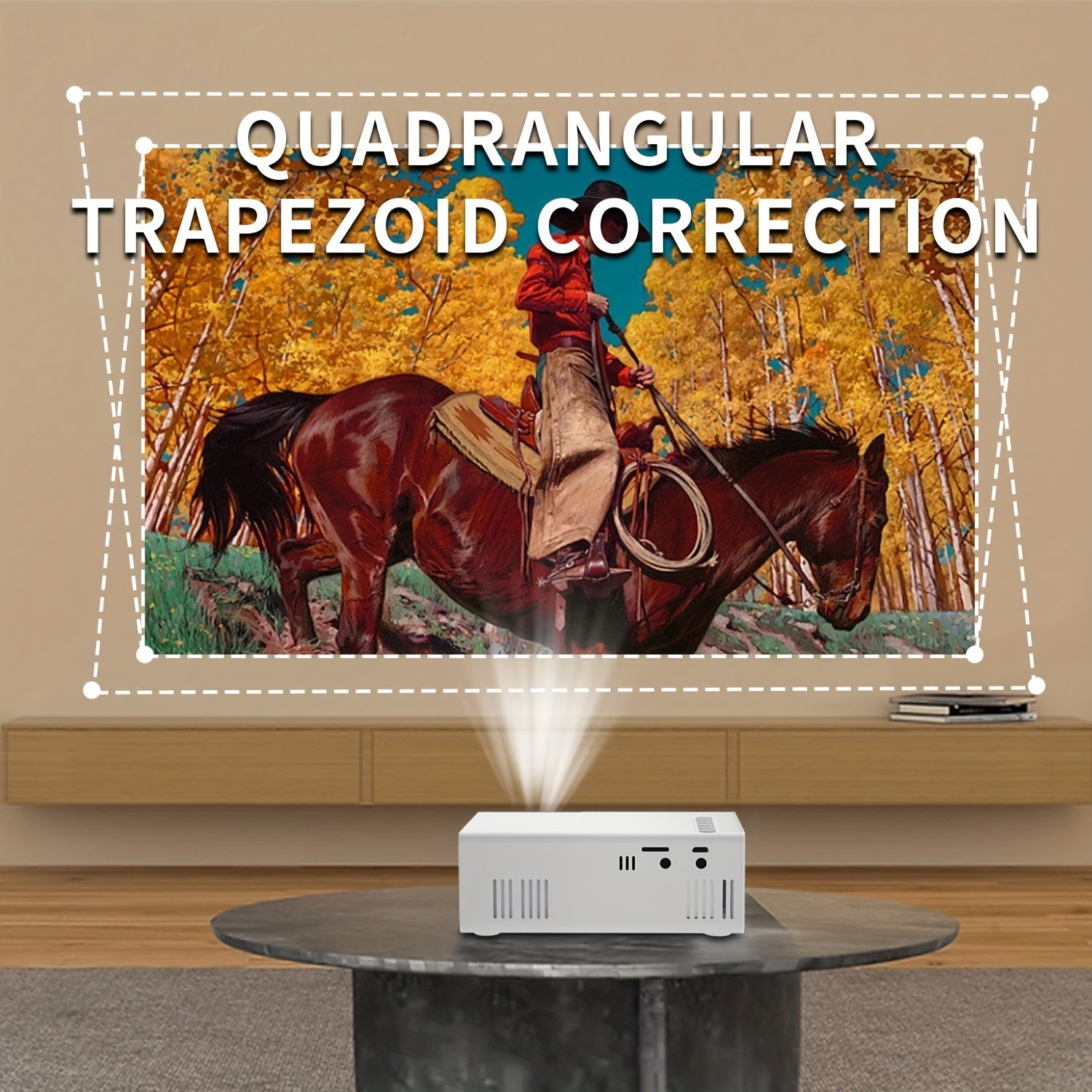 Mini Portable Projector 1080P Native Resolution 320P with Curtain Stand for Home Theater and Family Use