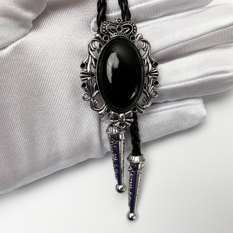 Men's Bolo Tie Faux Gemstone Necklace Western Cowboy Shirt Accessory