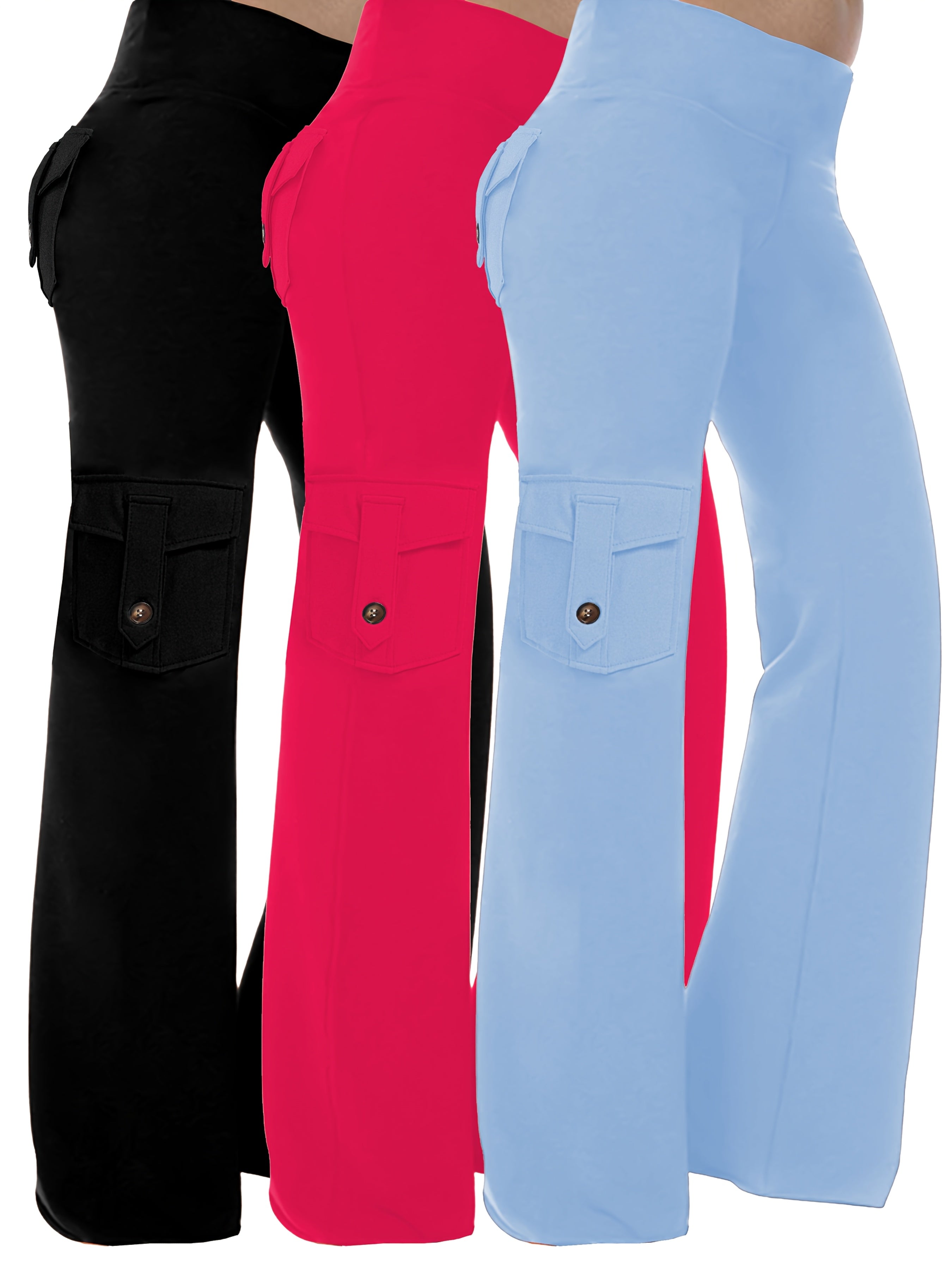 Plus Size Women's Wide-Leg High Waist Yoga Pants 3-Pack Breathable Workout