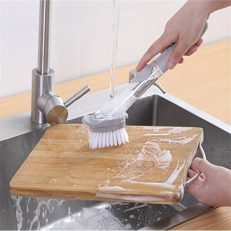 Uzun tutqichli oshxona cho'tkasi, ichki sabun tarqatuvchi bilan - ko'p funksiyali va batareyasiz, idishlar va qozonlarni tozalash uchun mukammal