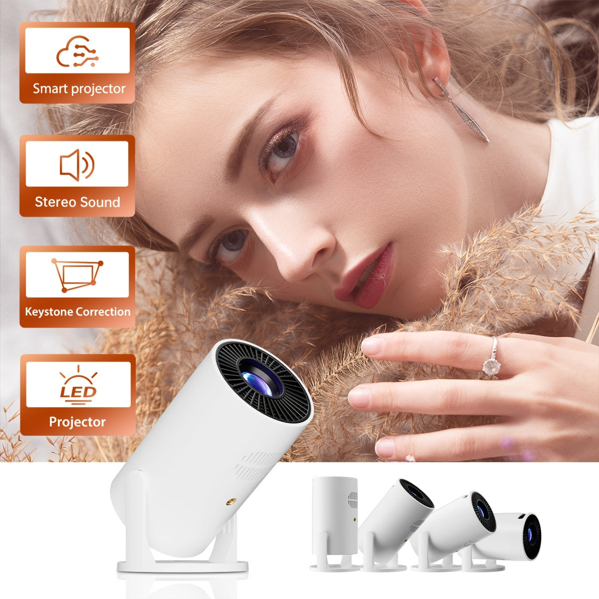 Portable Projector With Remote, Supports 3D, USB/Smartphone/Laptop Compatible